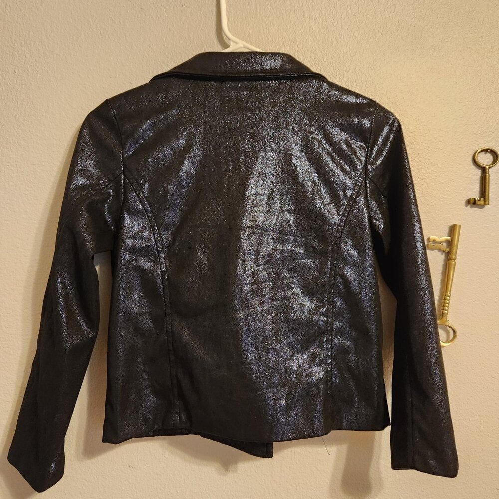 D-Signed Girls blue/ purple Suede Moto Jacket Zip Up Lined Jacket size 8 girls - Picture 3 of 3